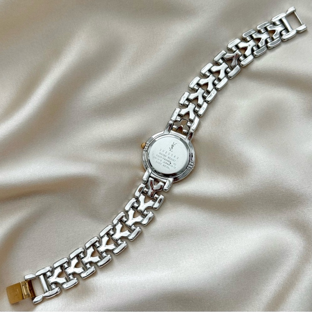 AUTHENTIC VINTAGE YVES SAINT LAURENT TWO-TONED DAINTY WATCH - Picture 7 of 8